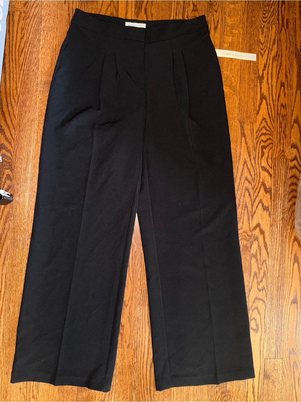 Women’s Black Pleated Front Wide-Leg Pants